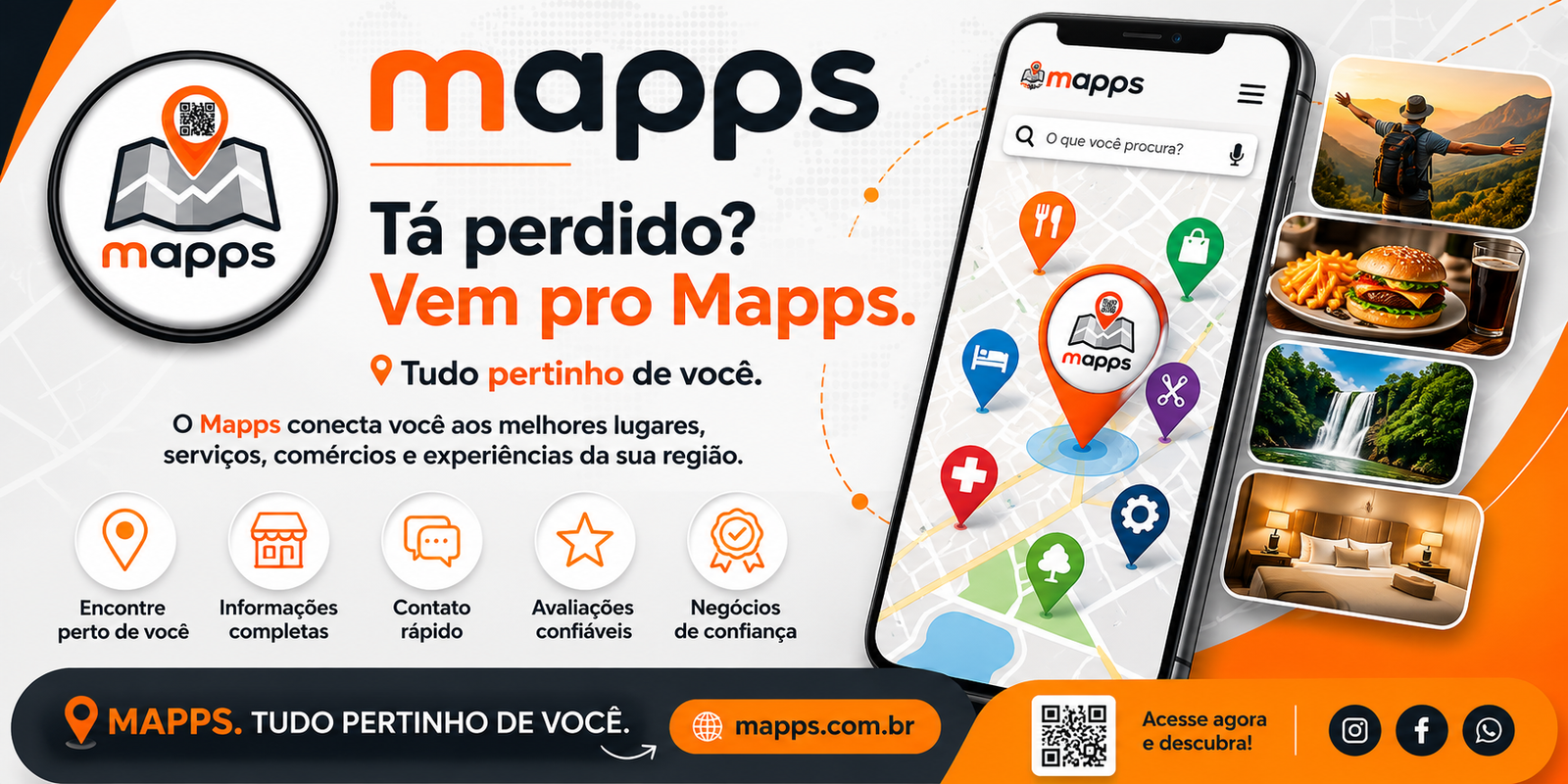 Cadastre gratuitamente e faca parte do no clube de benefícios (1) Anúncio do app Mapps com mapa no celular